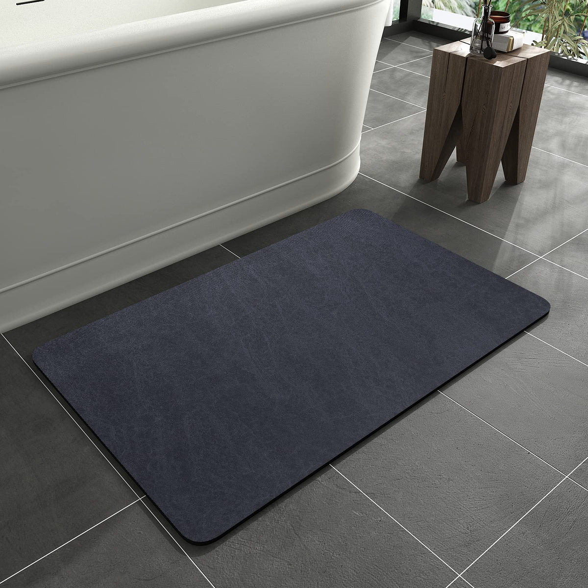 MontVoo -Bath Mat-Rubber Backing Non SlipThin Bathroom Rugs Fit Under Door- Quick Dry Absorbent Faux Suede Surface Grey Bathroom Floor Mats-Shower Rug for in Front of Bathtub Shower Gray 16x24