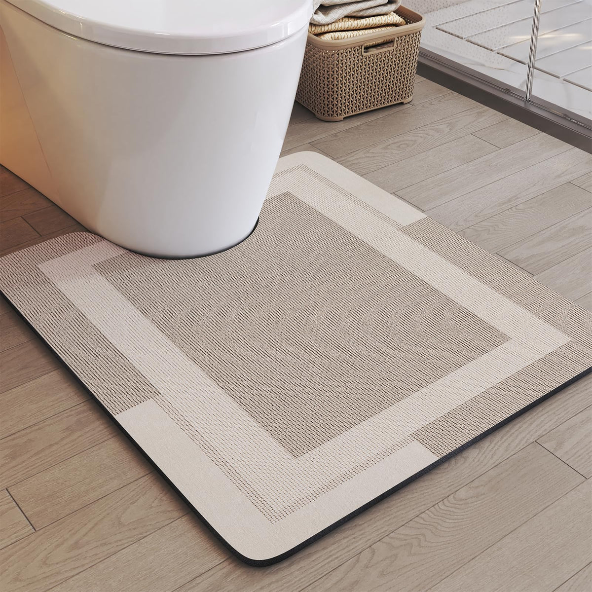 YDKGL Non Slip Bath Mat Thin Bathroom Rugs Fit Under Door Grey 16"x 24"