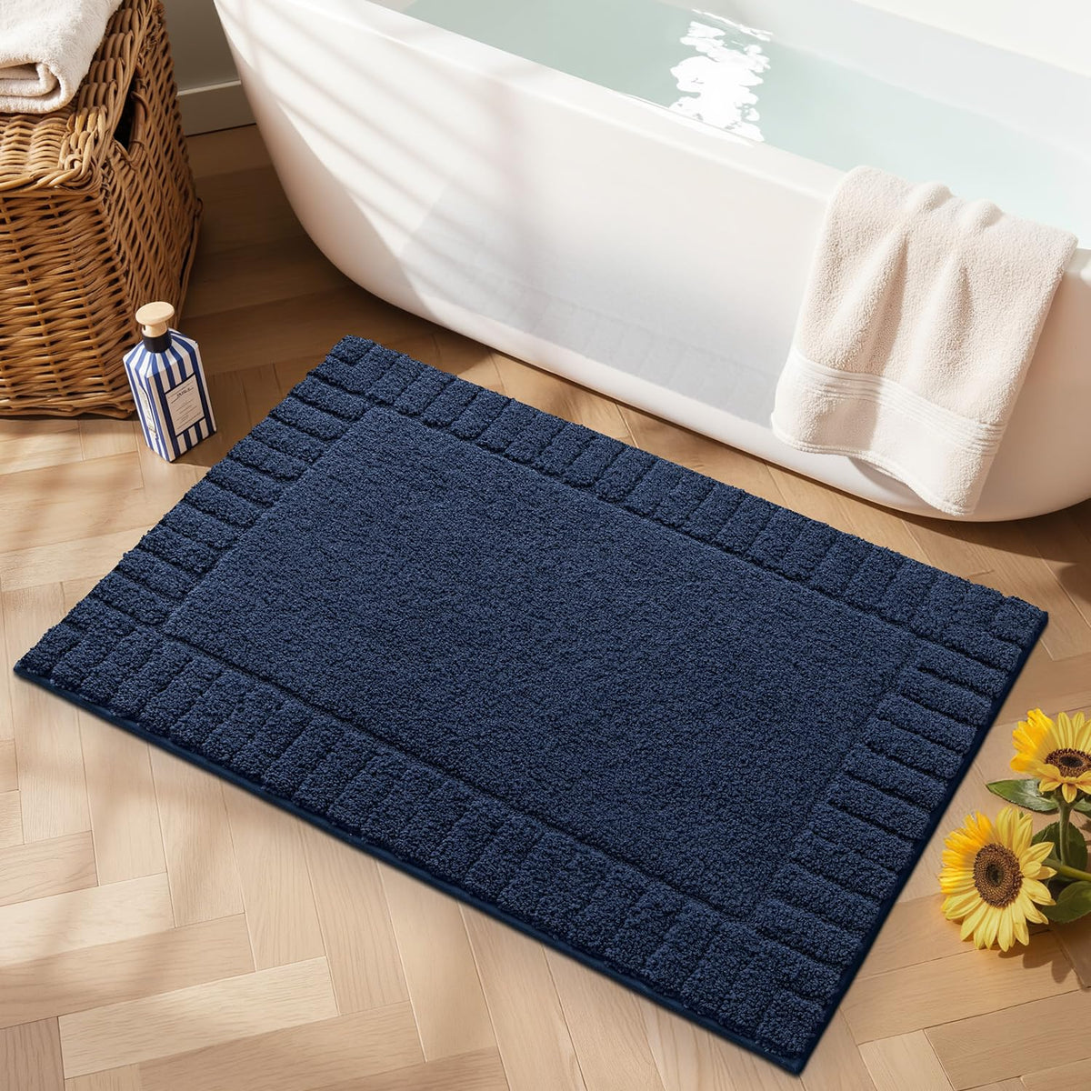 LUMI Soft Bathroom Rugs Absorbent, Non Slip Bath Mat 16x24, Beige