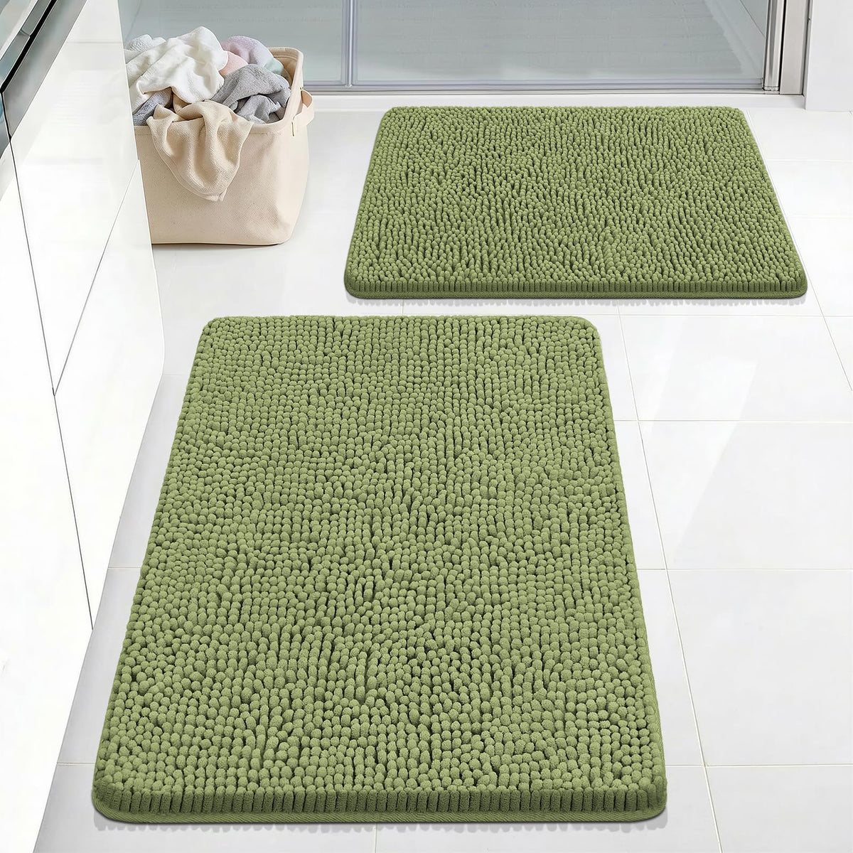 Bcoimo Small Bath Rug Mat,Chenille Extra Soft Navy Bathroom Mats for Floor