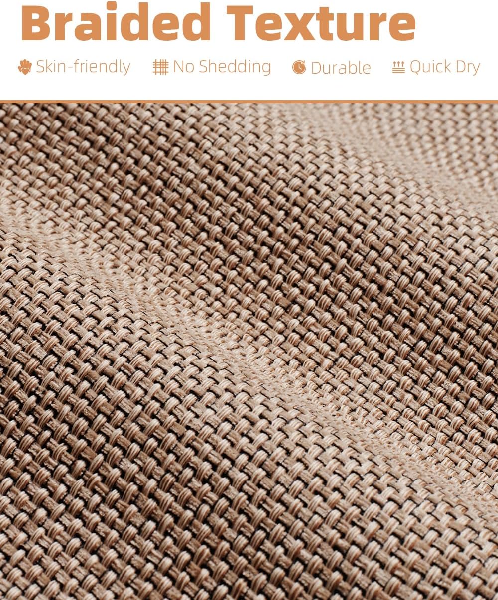 PADOOR Non-Slip Bath Mat, Braided Absorbent Bathroom Mat, 17''x24'' Beige