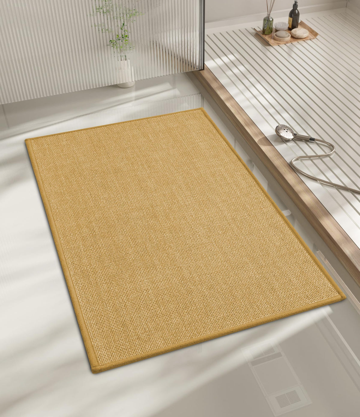 chakme Bathroom Rugs Mat 24x17, Ultra Thin Non Slip Bath Mat Small Quick Dry Absorbent Bath Mat for Bathroom Floor, (Black, 24"x17")