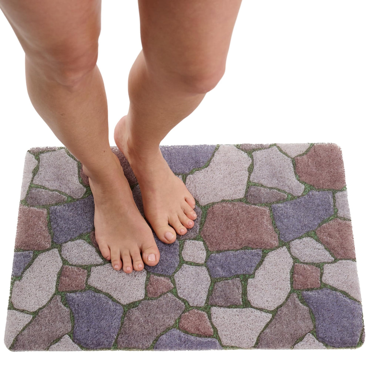 Non Slip Bathtub Mat Shower Mat for Tub - Loofah Bath Mats for Bathroom - 40x16 Bathtub Floor Mat - Textured Anti Slip Bath Mat Without Suction Cups - Secure Mat for Wet Areas (40x16 Pebble Blue)
