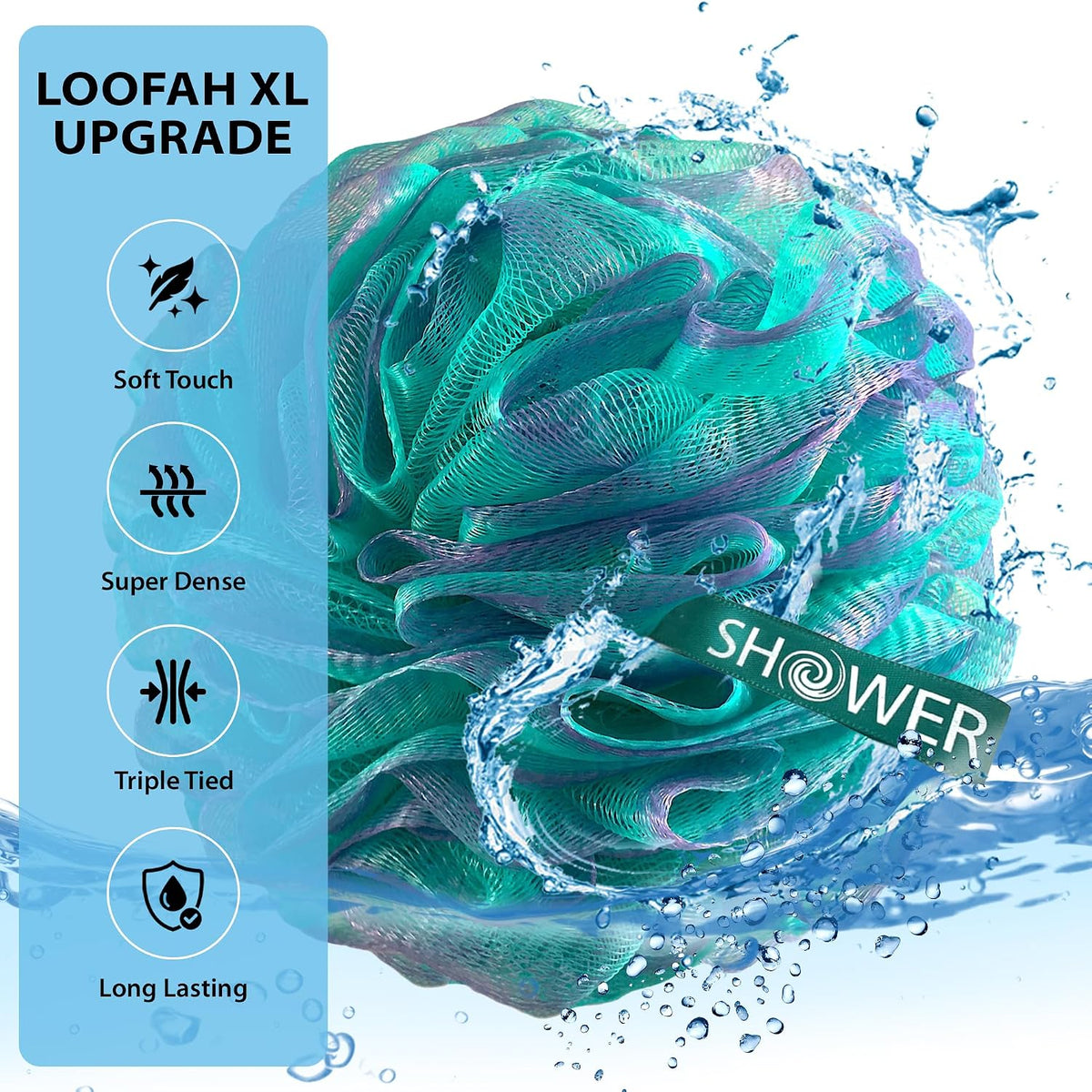 SHOWER BOUQUET Loofah-Bath-Sponge XL Swirl-Mix-Color 4-Pack Extra-Large 75g