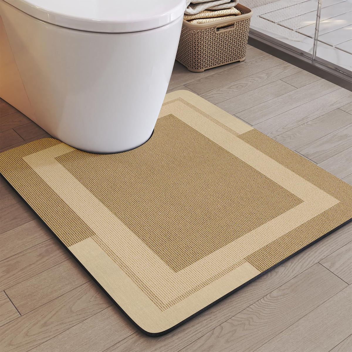 YDKGL Non Slip Bath Mat Thin Bathroom Rugs Fit Under Door Grey 16"x 24"