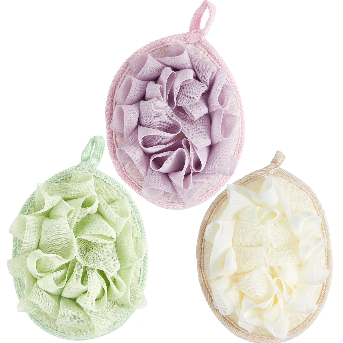 Boao 6 Pcs Bath Shower Pouf Sponge Mesh Pouf Shower Ball Exfoliating Body Sponge Pad Scrubber Glove with Flower Bath Ball (Multi-Color)