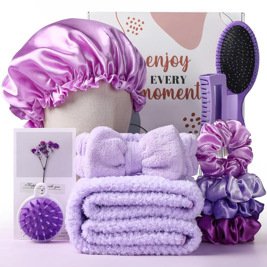 Sawysine 12 Pcs Hair Care Set for Women, Purple Spa Gift Kit