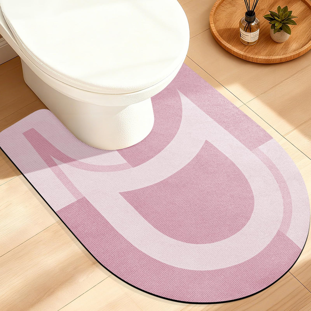 ACCUMTEK Non Slip Bath Mat, Thin Bathroom Rugs Fit Under Door, Quick Dry Bath Mats, Machine Washable Bath Rugs for Bathroom, Bathtub & Kitchen, Grey/Bordered/24 x17