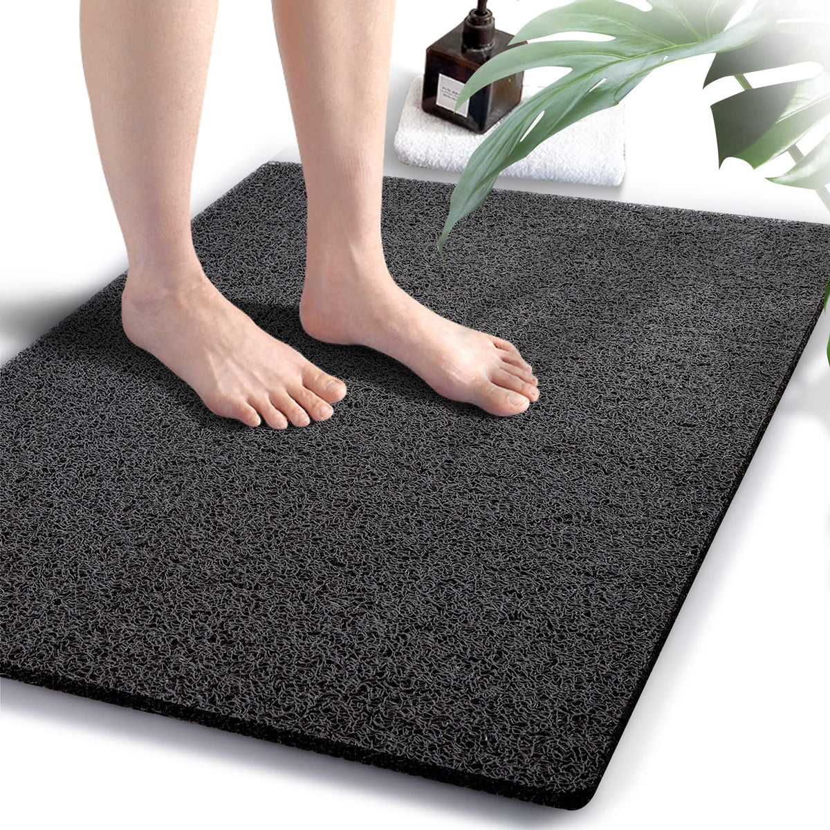godehone Shower Mats Non Slip Without Suction Cups, PVC Loofah Bathroom Mats, Loofah Mats for Shower and Bathroom, Quick Drying, 15.7× 36 Inch, Beige