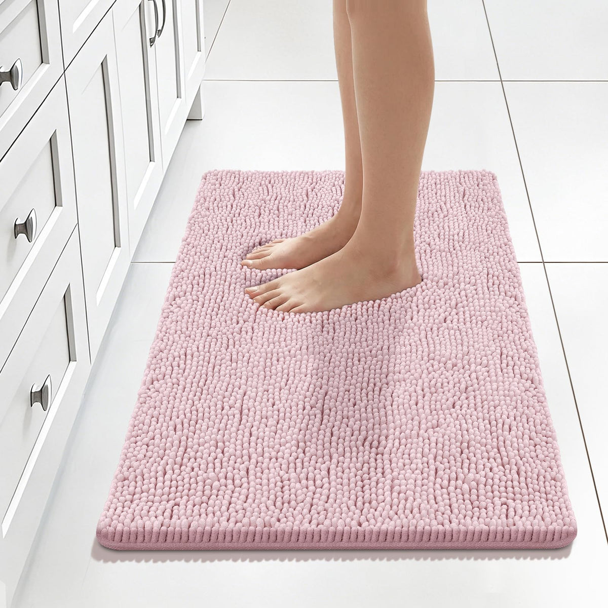 Bcoimo Small Bath Rug Mat,Chenille Extra Soft Navy Bathroom Mats for Floor