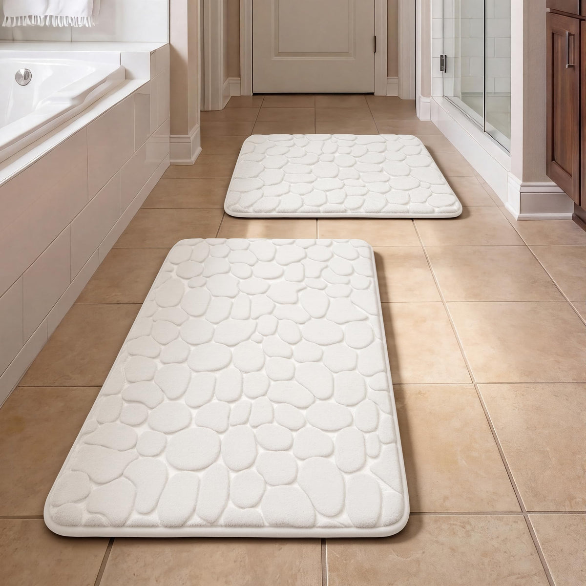 YIHOUSE Bathroom Mat Rug, Memory Foam Bath Mat, Non-Slip Bathroom Floor Mats, Cobblestone Bath Mats Absorbent Bath Rugs Washable Quick Dry (17x24,Dark Gray)