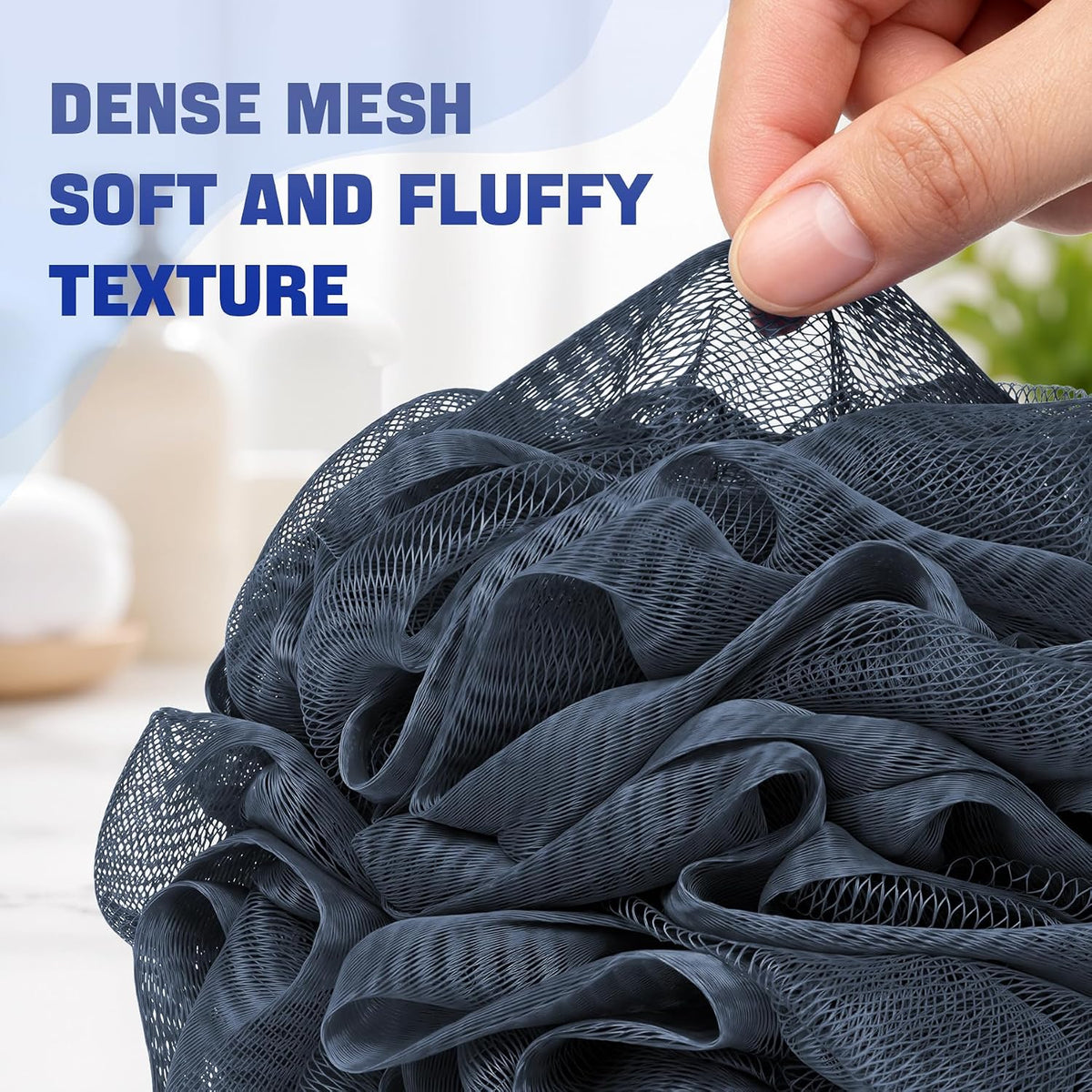AmazerBath Loofah Sponge 75g/Piece, Exfoliating Bath Sponge Body Scrubber - Loofa Set of 4 Grey Blue-Pink-Grey-White (Large)