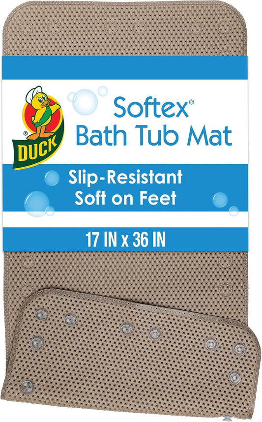 Duck Brand Softex Bath Mat for Tubs, 17 in. x 36 in, Taupe, Skid Resistant