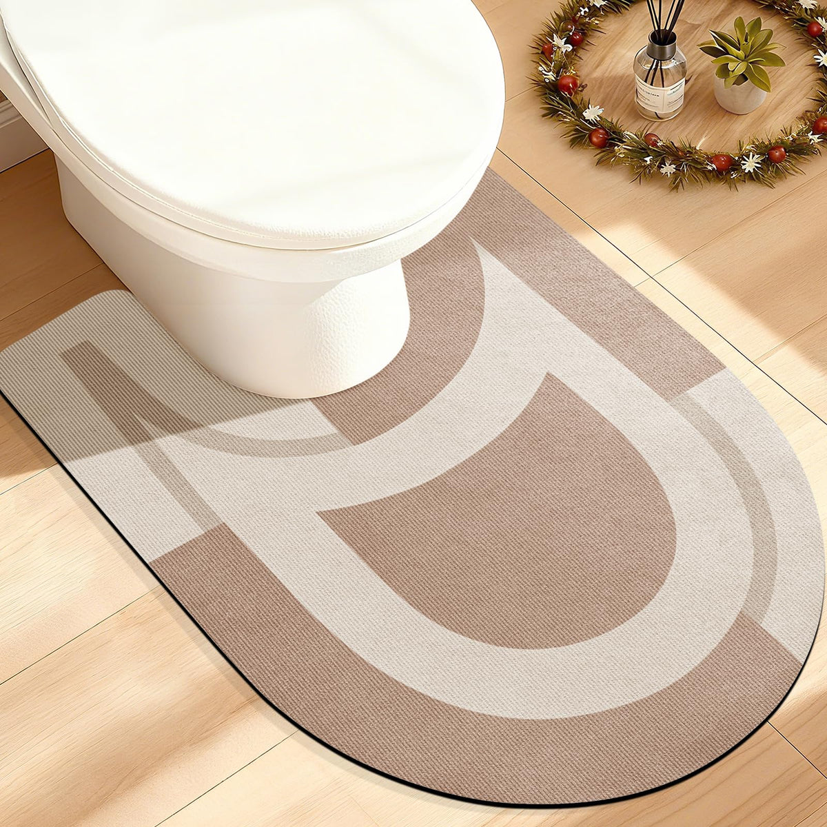 ACCUMTEK Non Slip Bath Mat, Thin Bathroom Rugs Fit Under Door, Quick Dry Bath Mats, Machine Washable Bath Rugs for Bathroom, Bathtub & Kitchen, Grey/Bordered/24 x17