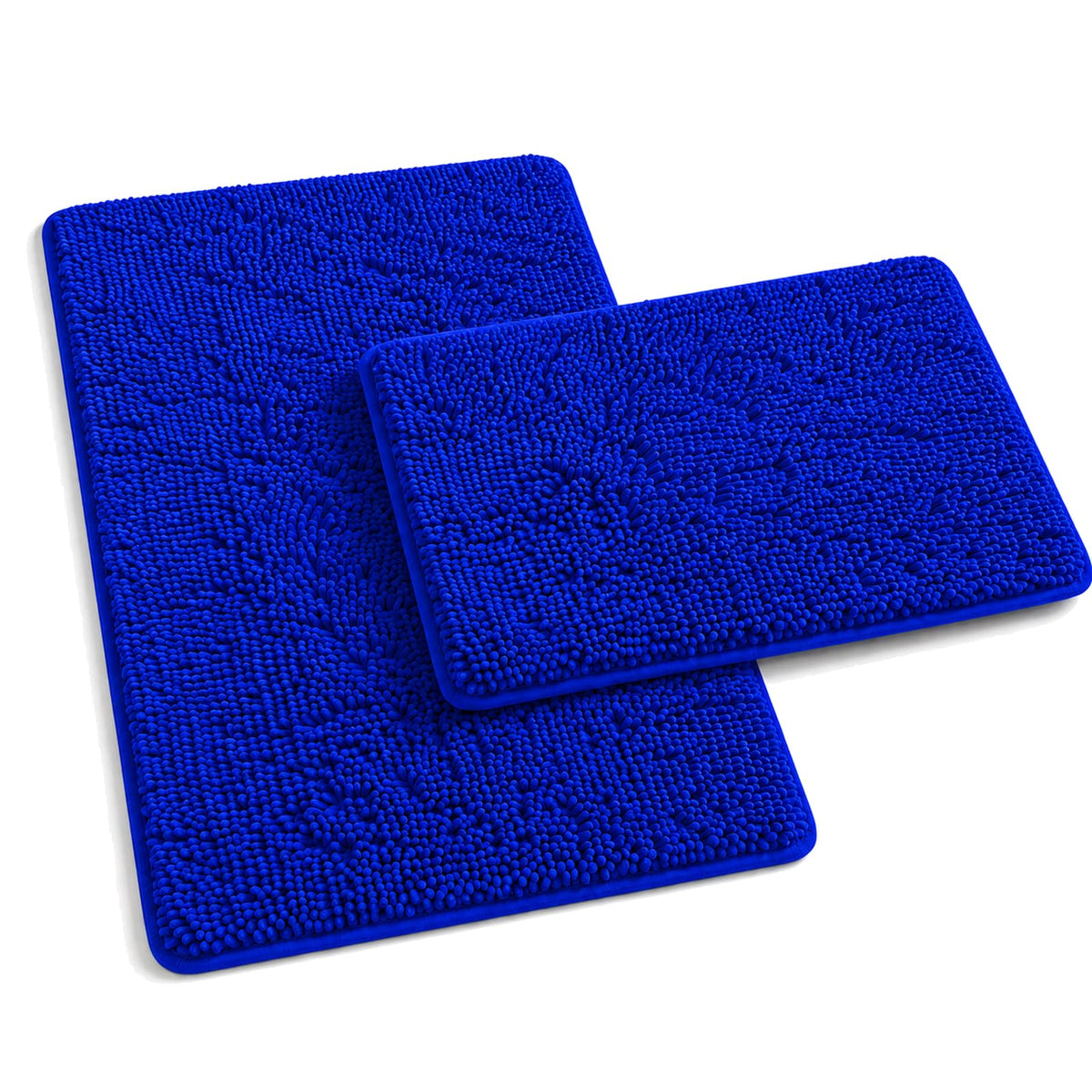 RUN HELIX Bathroom Rugs Set 2 Piece Thick Chenille Bath Mats, Soft Quick Dry Plush Absorbent Bath Rugs with Non-Slip PVC Backing, 32x20+24x16 Inch Black