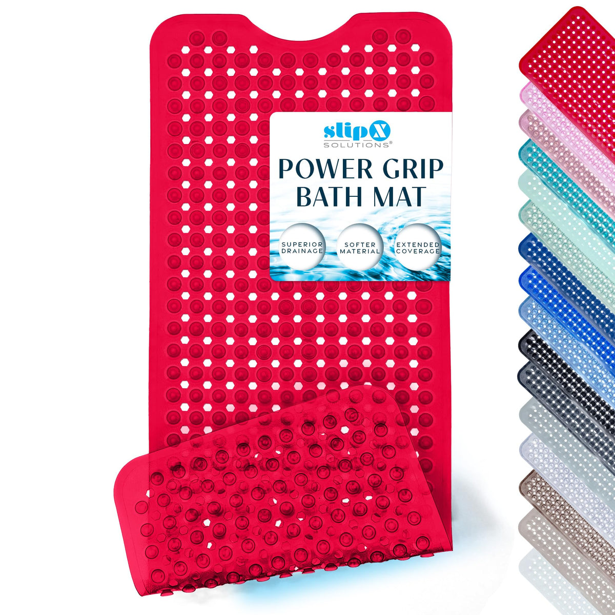 SlipX Solutions 39"x16" Power Grip Non Slip Bathtub Shower Mat, Tan