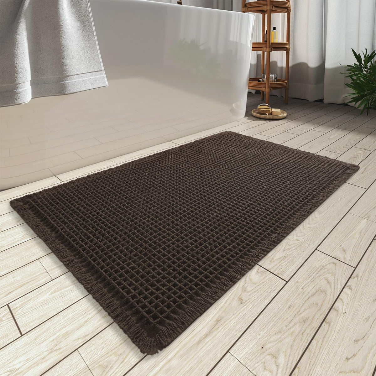 Upgraded Waffle Bath Mat Ultra Absorbent Non Slip Bathroom Mat, 18" x 30"