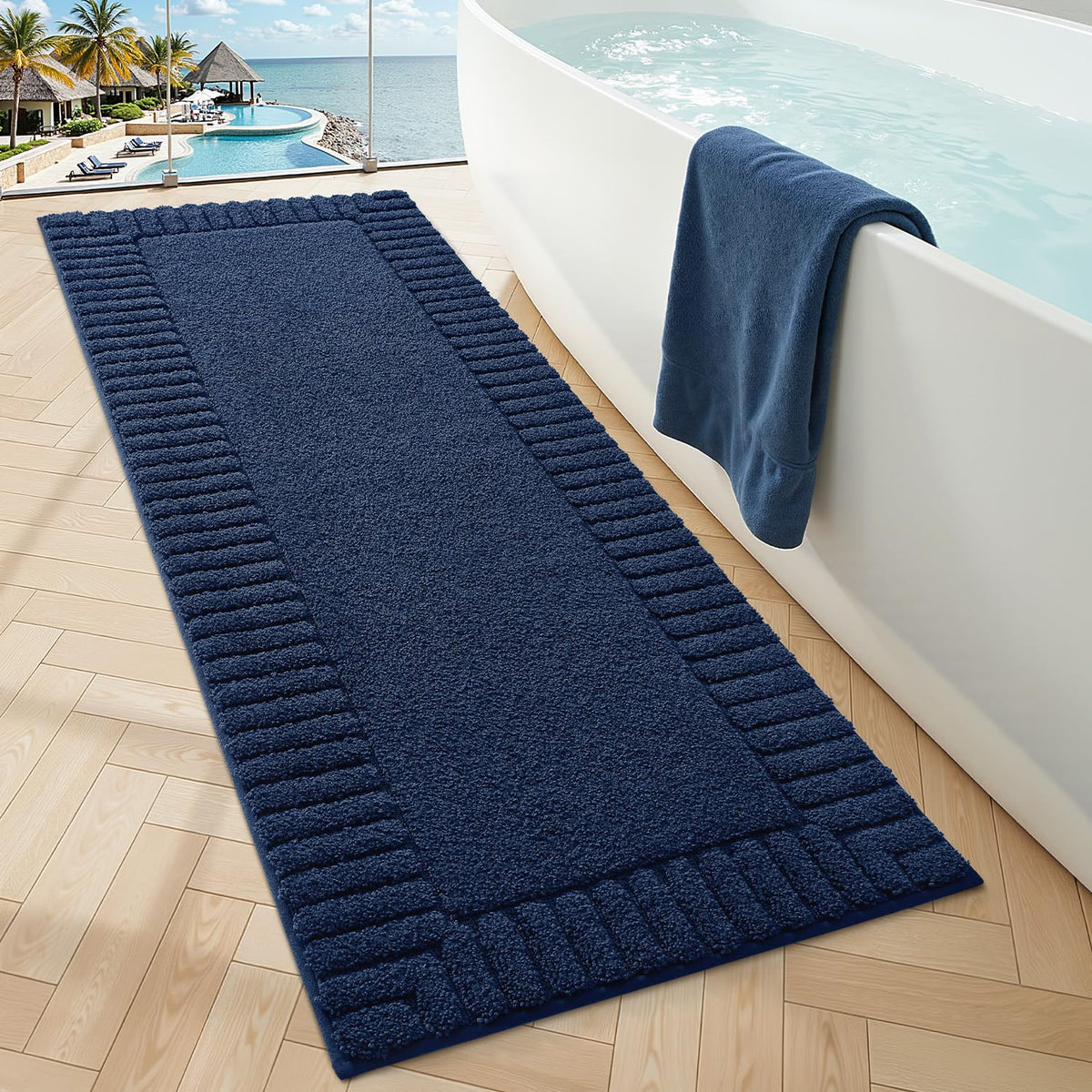 LUMI Soft Bathroom Rugs Absorbent, Non Slip Bath Mat 16x24, Beige