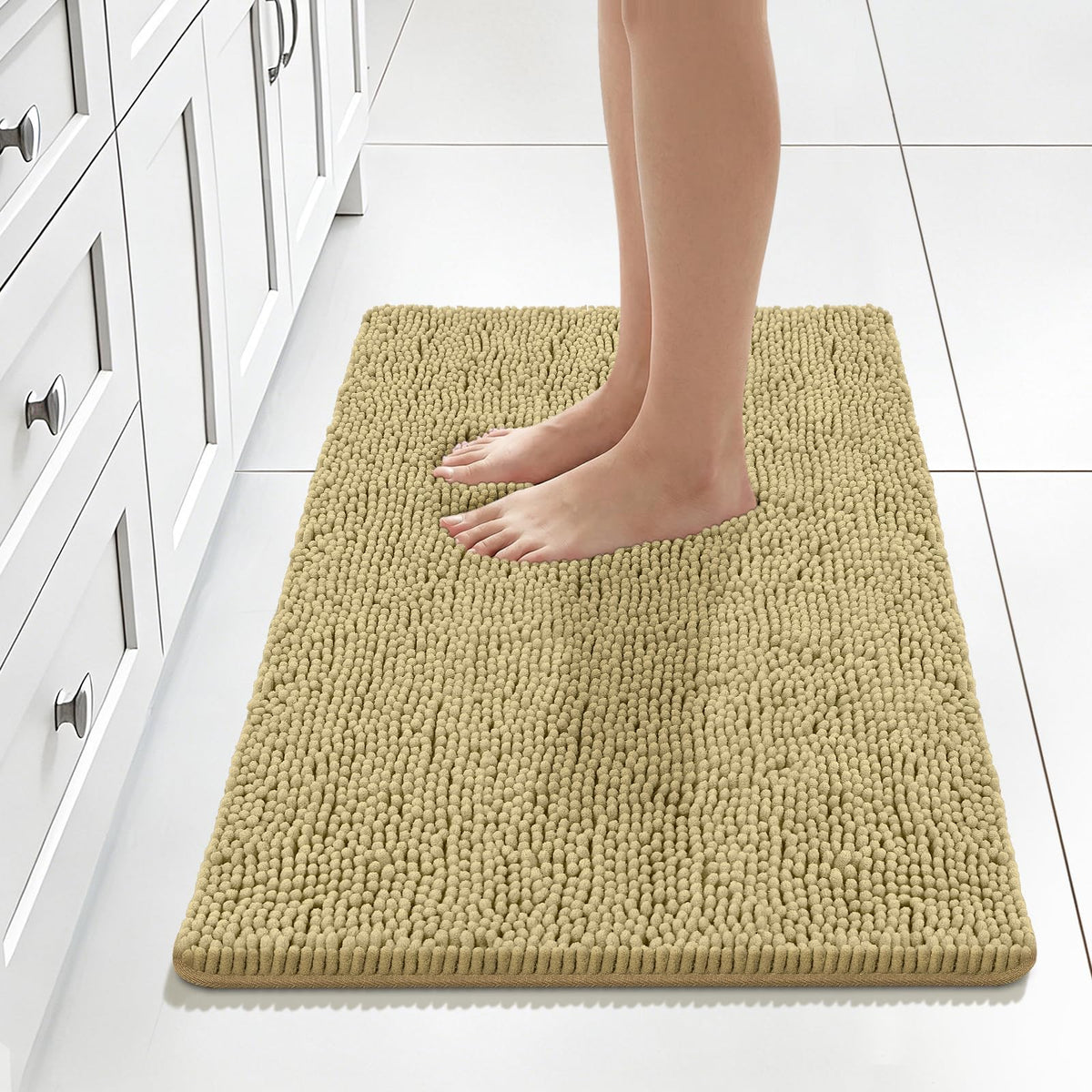 Bcoimo Small Bath Rug Mat,Chenille Extra Soft Navy Bathroom Mats for Floor