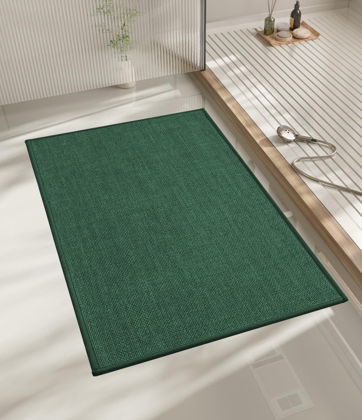 chakme Bathroom Rugs Mat 24x17, Ultra Thin Non Slip Bath Mat Small Quick Dry Absorbent Bath Mat for Bathroom Floor, (Black, 24"x17")
