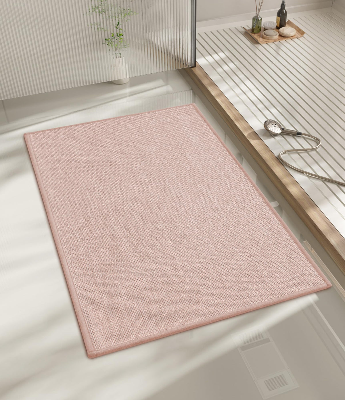 chakme Bathroom Rugs Mat 24x17, Ultra Thin Non Slip Bath Mat Small Quick Dry Absorbent Bath Mat for Bathroom Floor, (Black, 24"x17")
