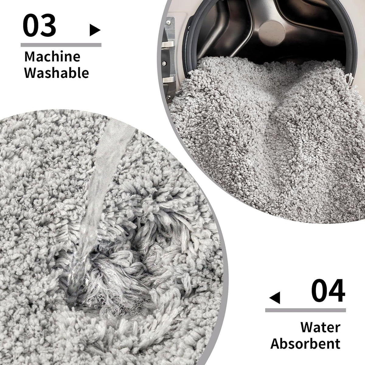 Disolla Gray Bathroom Rugs 17x24, Microfiber Non-Slip Plush Small Bath Mat