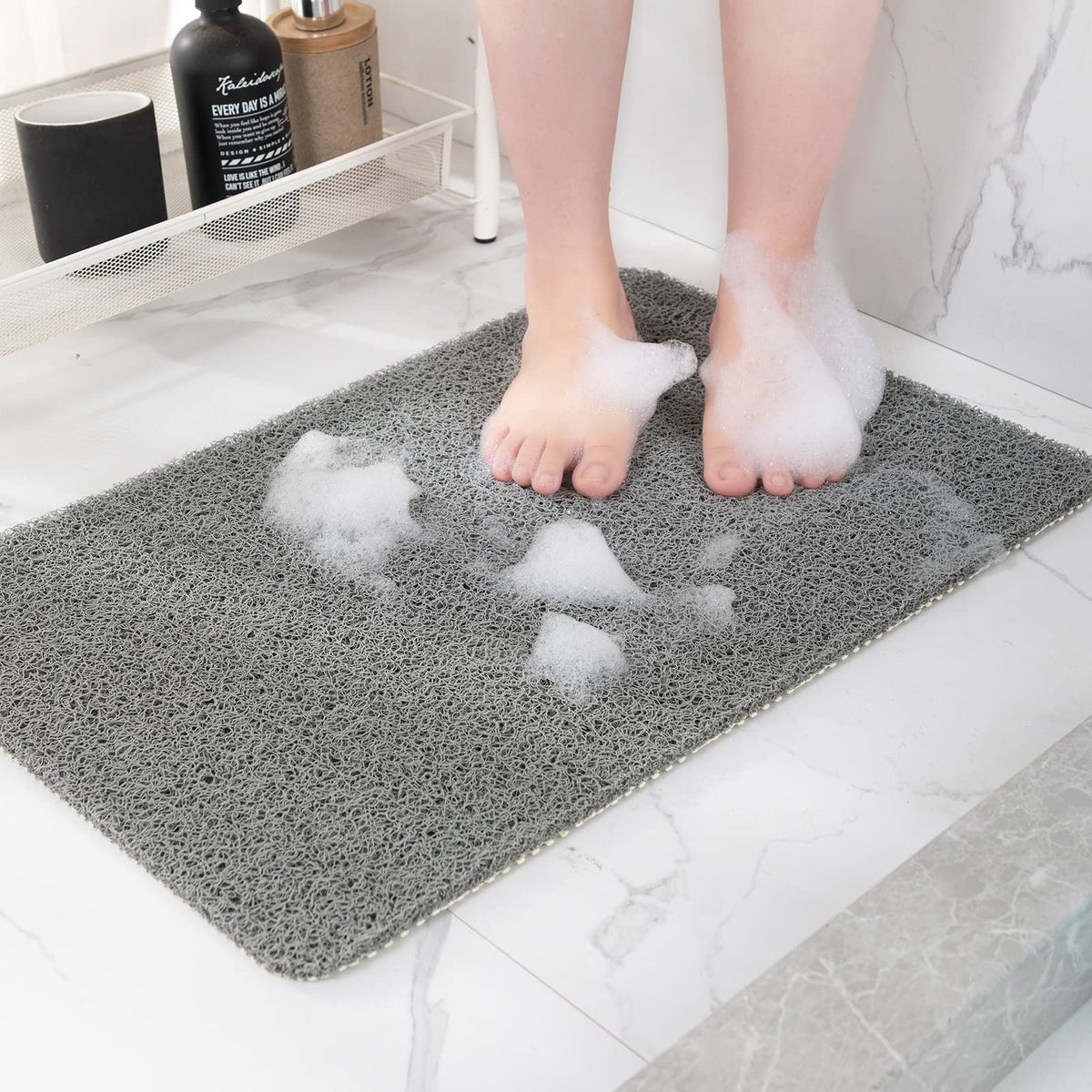 Hargiis Non Slip Bathtub Mat, Anti Slip Shower Mat, Fast Drying Bath Tub Mats, Foot Scrubber Mat, Anti Slip Mat for Tub, Floor, Bathroom, Home, Kitchen, Hotel (Beige 24"x16")