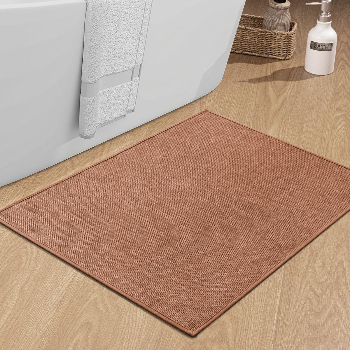 chakme Bathroom Rugs Mat 24x17, Ultra Thin Non Slip Bath Mat Small Quick Dry Absorbent Bath Mat for Bathroom Floor, (Black, 24"x17")
