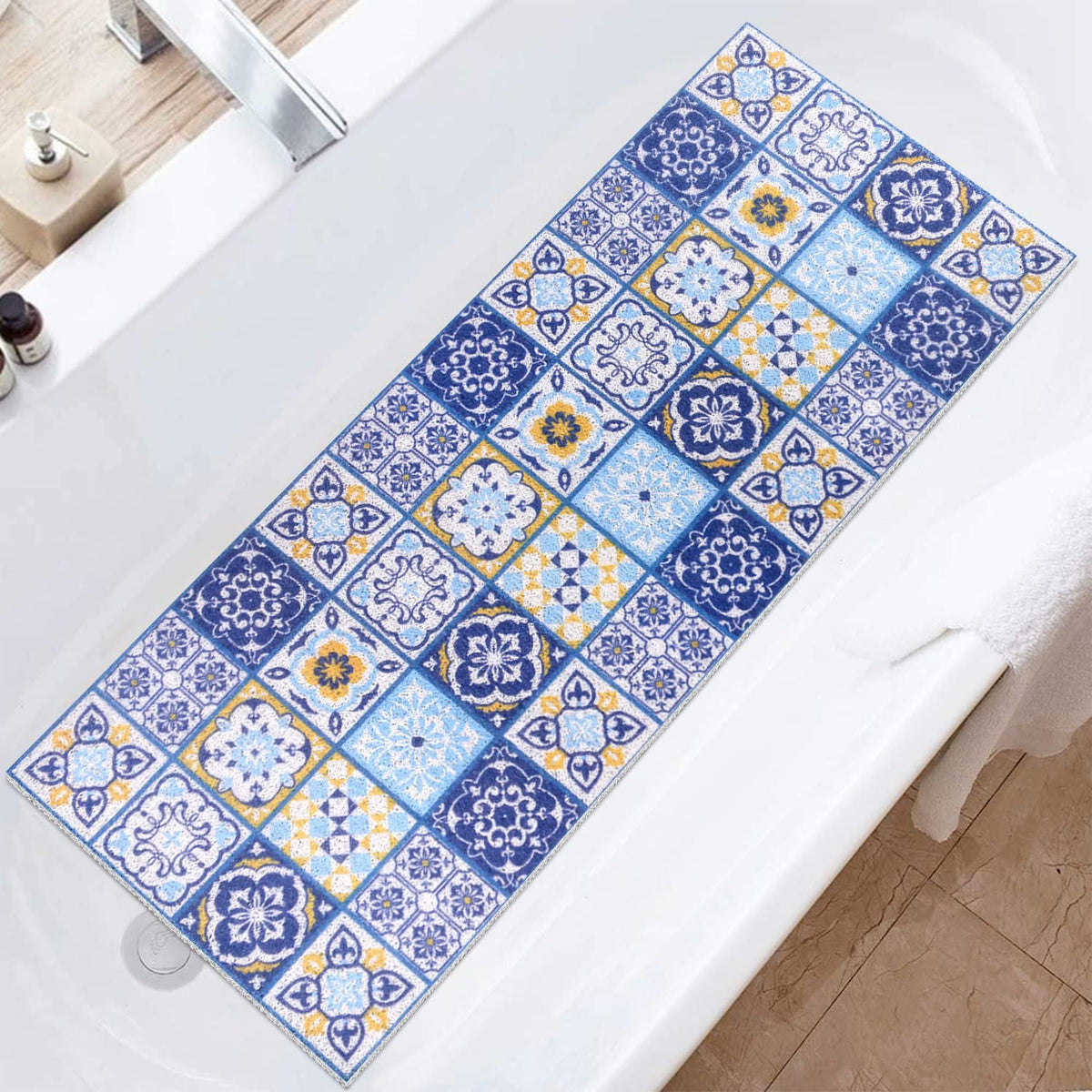 Shower Mat Non-Slip, Soft Comfort Bath Mat with Drainage Holes, PVC Loofah Massage Bathtub Mat for Shower, Tub, Bathroom, Wet Areas, Quick Drying
