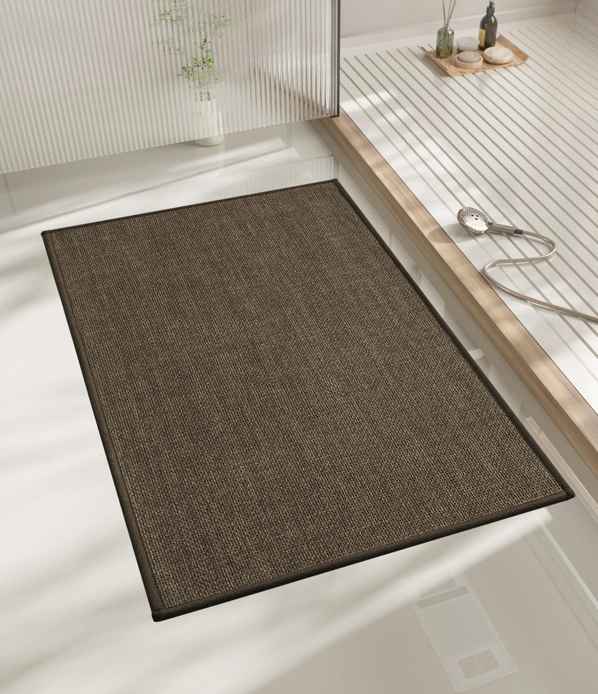 chakme Bathroom Rugs Mat 24x17, Ultra Thin Non Slip Bath Mat Small Quick Dry Absorbent Bath Mat for Bathroom Floor, (Black, 24"x17")