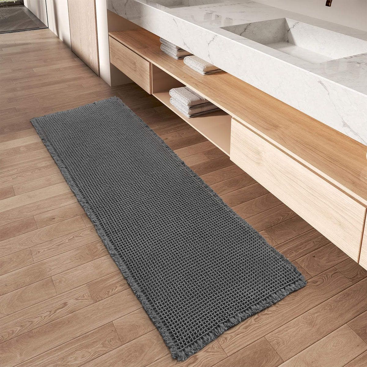 Upgraded Waffle Bath Mat Ultra Absorbent Non Slip Bathroom Mat, 18" x 30"