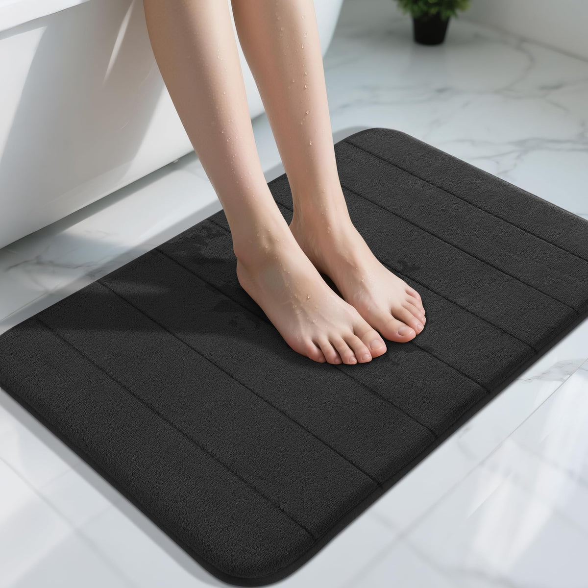 Yimobra Memory Foam Bath Mat, Super Soft Absorbent Bathroom Rug Non Slip 31.5x20 Inch, Quick Dry, Machine Washable Floor Carpet for Tub Shower, Home Decor Accessories, Beige