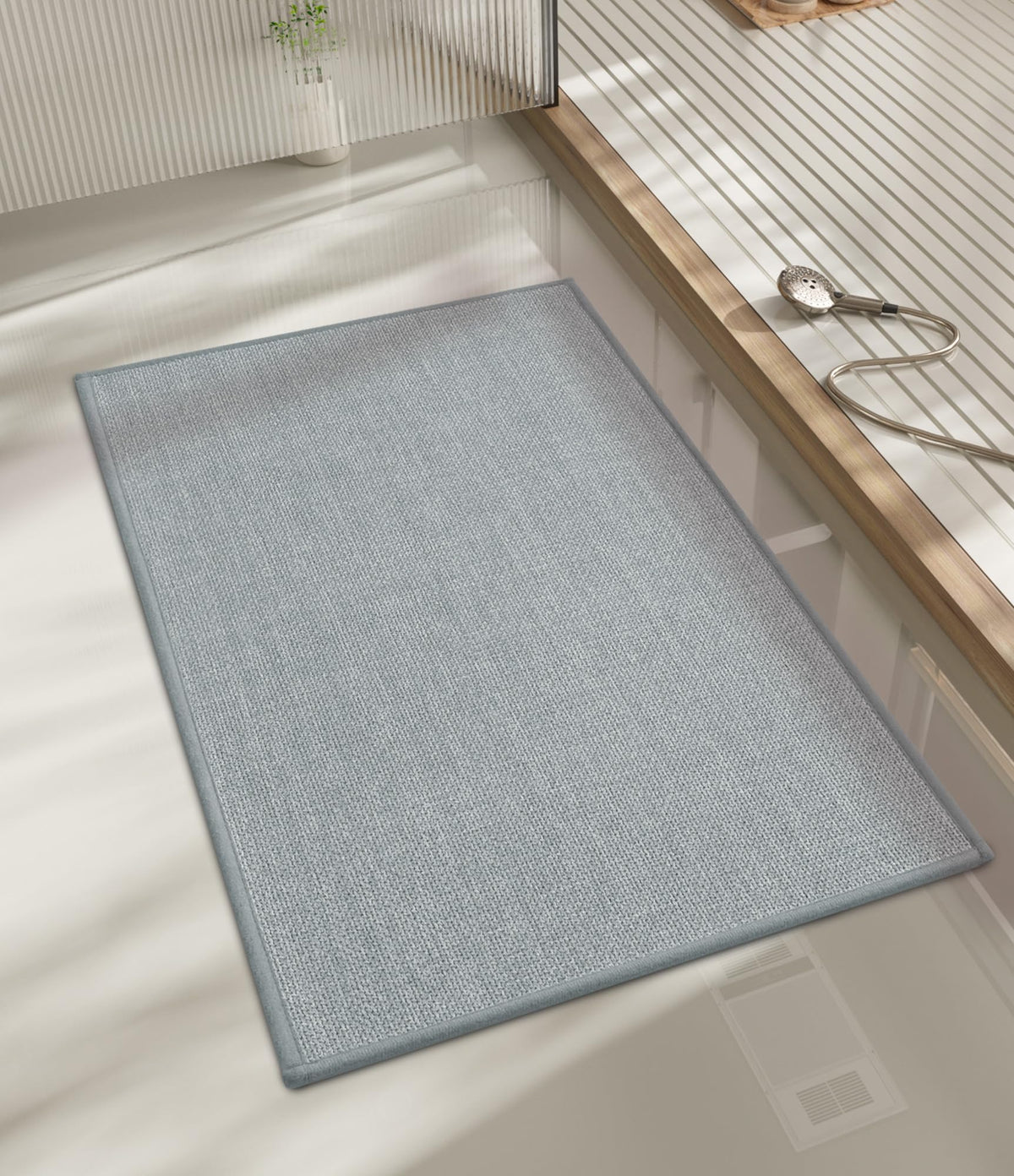 chakme Bathroom Rugs Mat 24x17, Ultra Thin Non Slip Bath Mat Small Quick Dry Absorbent Bath Mat for Bathroom Floor, (Black, 24"x17")