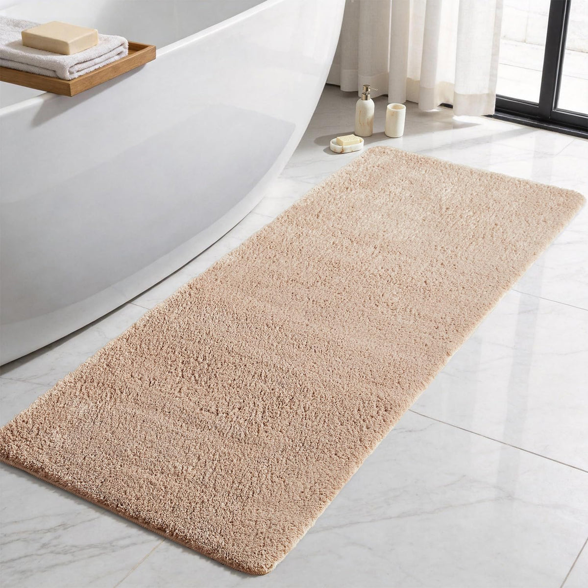 TYUU Black Bathroom Rug, Ultra Soft Bath Rugs Non Slip Washable, Super Absorbent Quick Dry Small Bath Mat with Rubber Backing for Bathroom Floor, Shower, or Sink, Black 16" x 24"