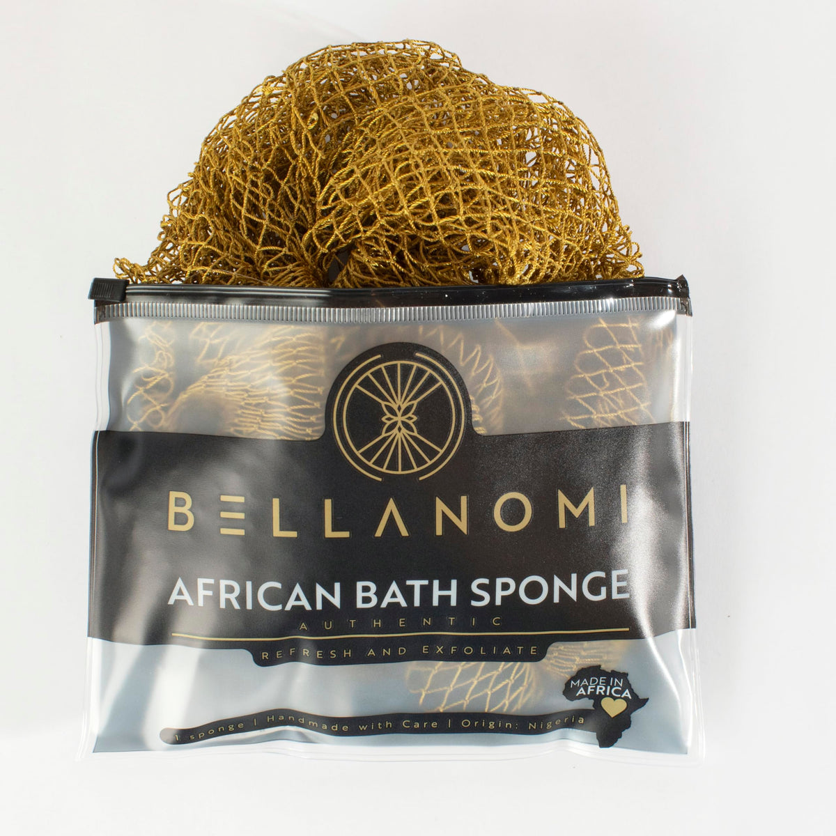 BELLANOMI African Exfoliating Net Sponge, Authentic, Ethically sourced from Nigeria, 45 inches Long, Back Scrubber for Daily use (Emerald Green)