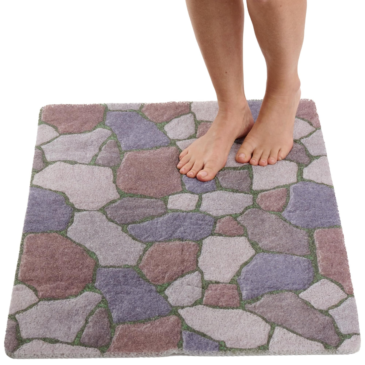 Non Slip Bathtub Mat Shower Mat for Tub - Loofah Bath Mats for Bathroom - 40x16 Bathtub Floor Mat - Textured Anti Slip Bath Mat Without Suction Cups - Secure Mat for Wet Areas (40x16 Pebble Blue)