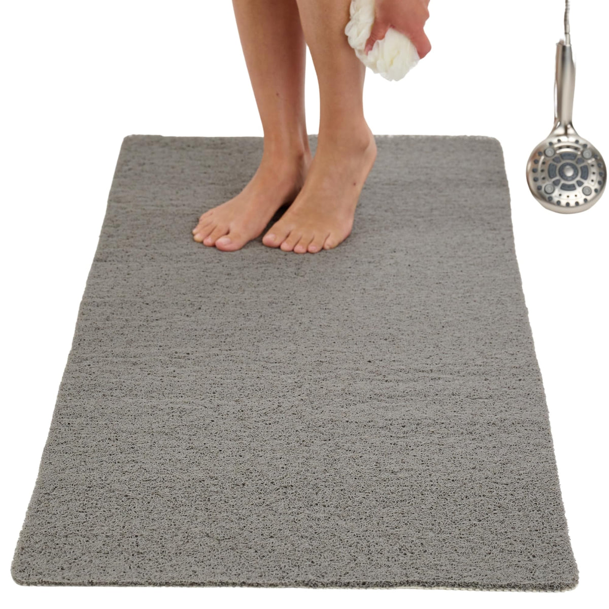 Non Slip Bathtub Mat Shower Mat for Tub - Loofah Bath Mats for Bathroom - 40x16 Bathtub Floor Mat - Textured Anti Slip Bath Mat Without Suction Cups - Secure Mat for Wet Areas (40x16 Pebble Blue)
