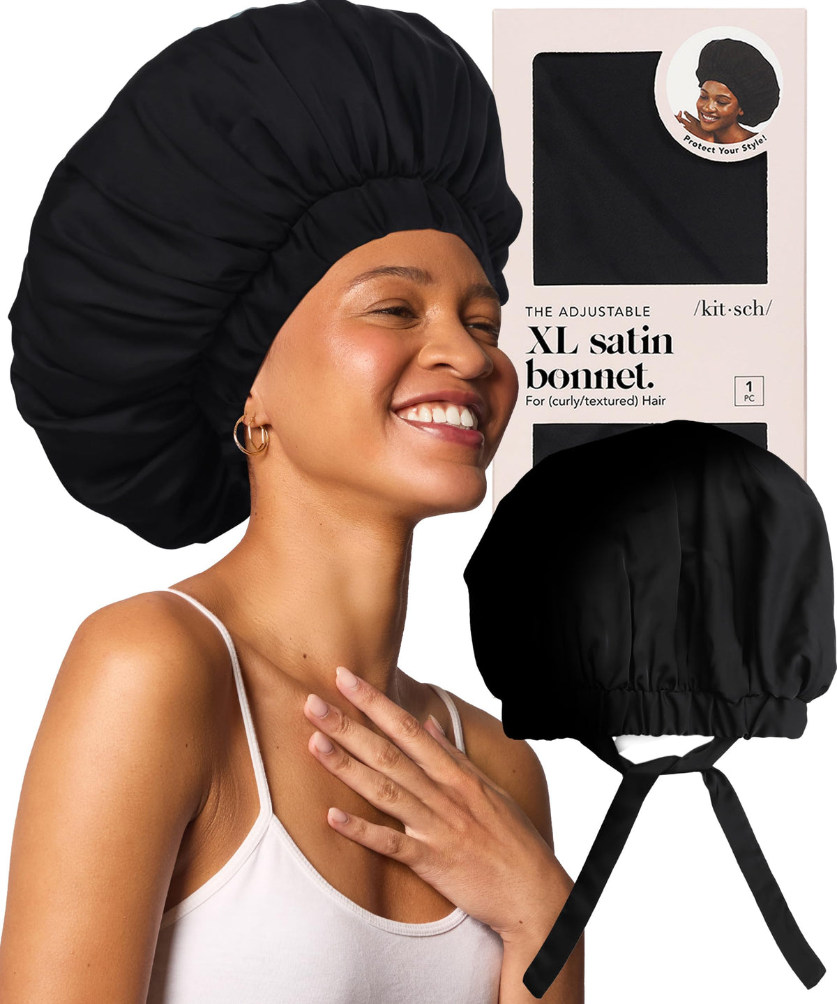 Kitsch XL Satin Bonnet for Sleeping - Cherry Print