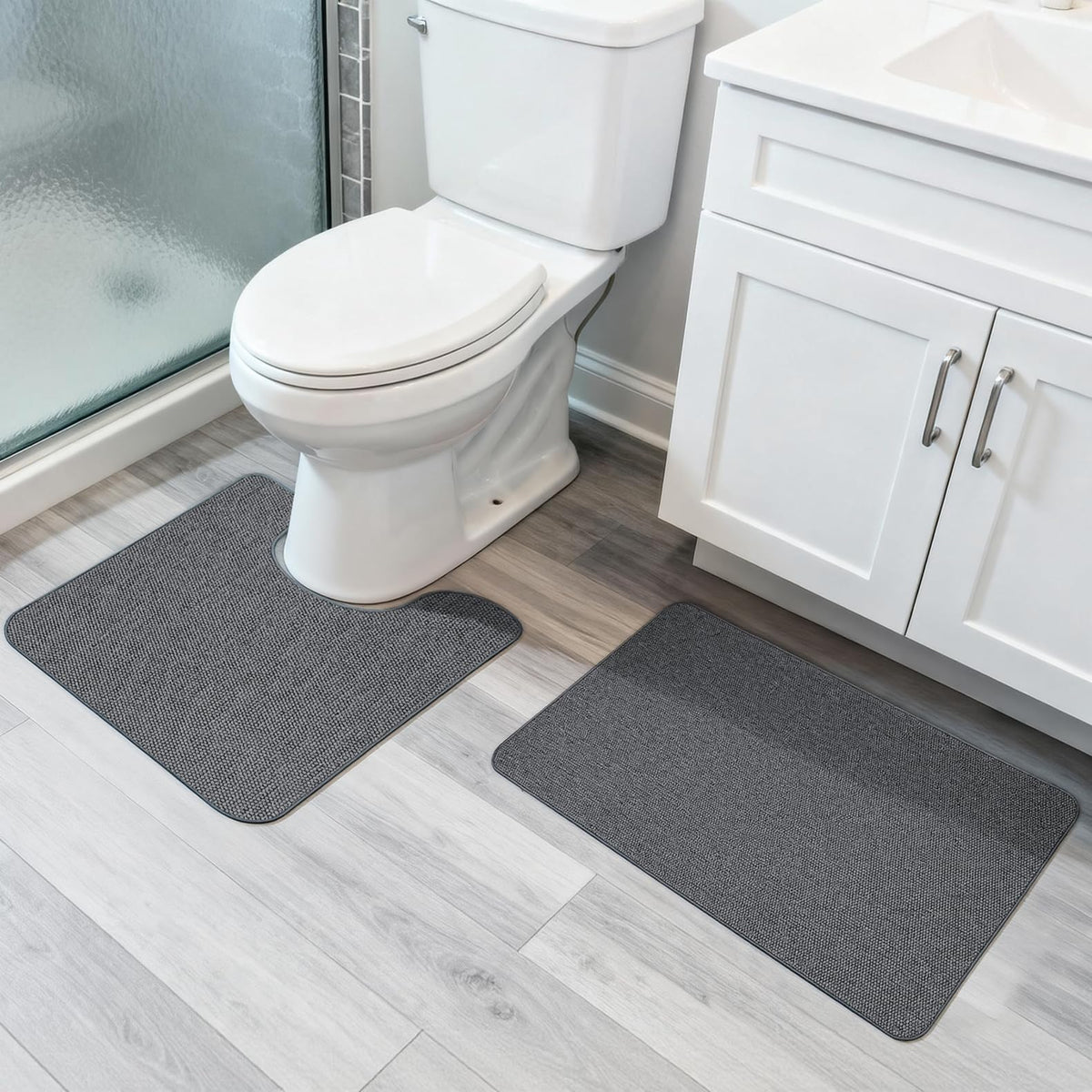 Bath Mat,Ultra Thin Bathroom Rugs,Rubber Bath Mats for Bathroom,No Slip Bath Rugs,Quick Dry,Machine Washable,Low Pile,Absorbent,Shower Outside,Sink,Home Decor Accessories.Blue,1'5"x2'3"(17x27inch)