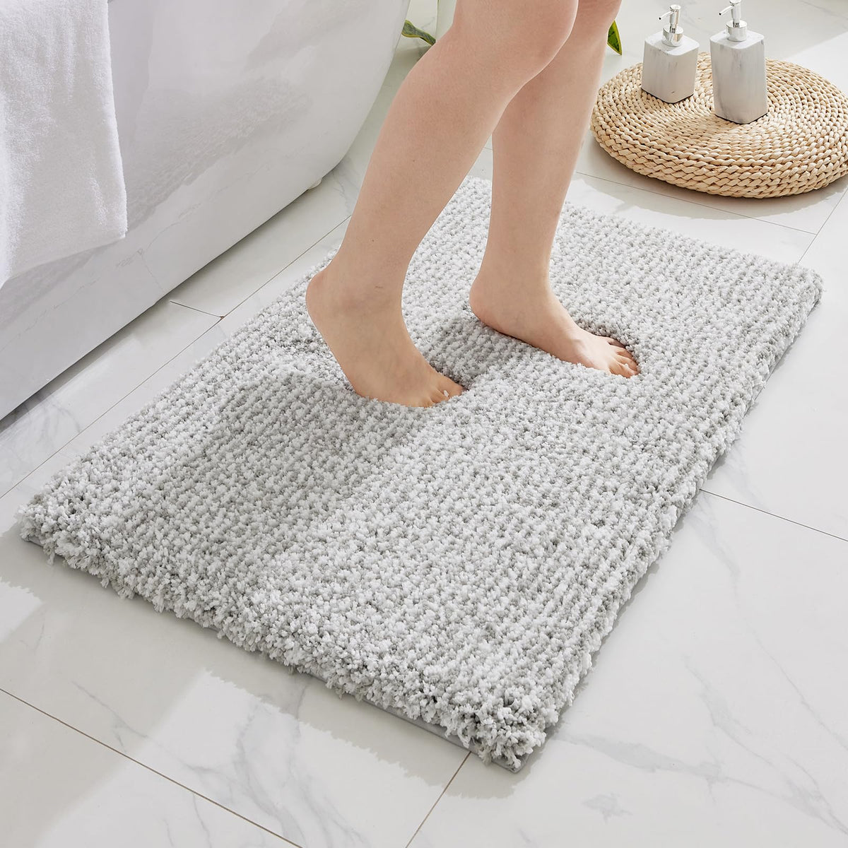 Disolla Gray Bathroom Rugs 17x24, Microfiber Non-Slip Plush Small Bath Mat
