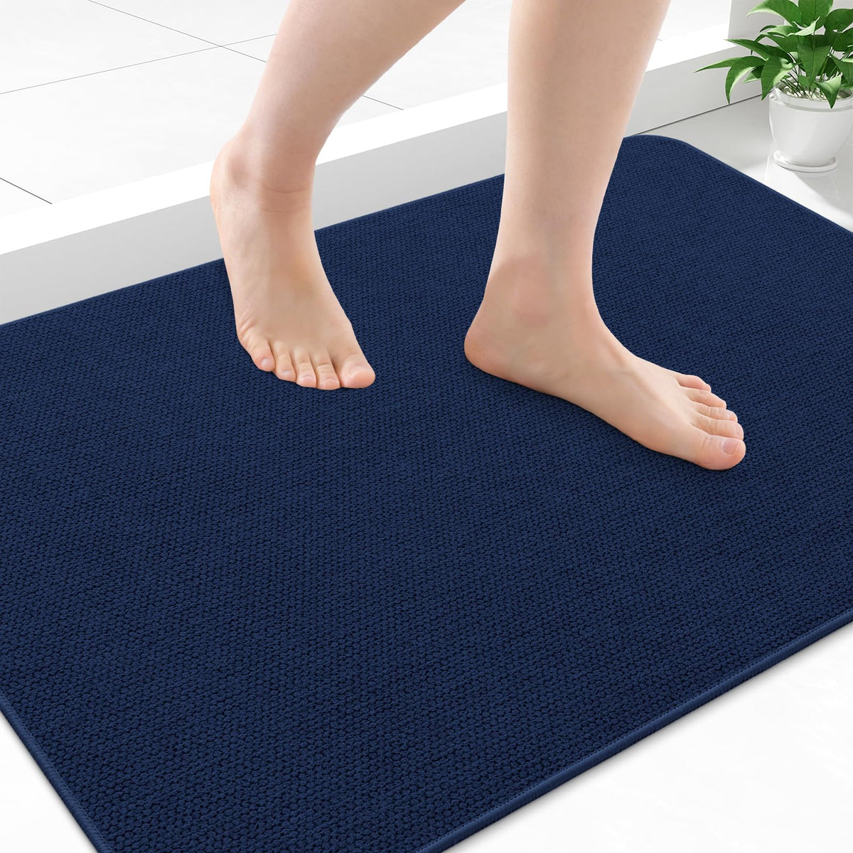 Smiry Ultra Thin Bath Mat 27x17, Non Slip Rubber Washable Bathroom Rugs