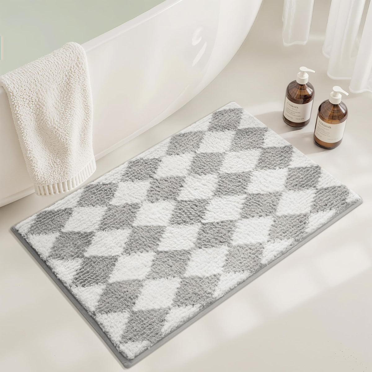 GRANNY SAYS Blue Bathroom Rug 16" x 24", Non-Slip Microfiber Bath Mat