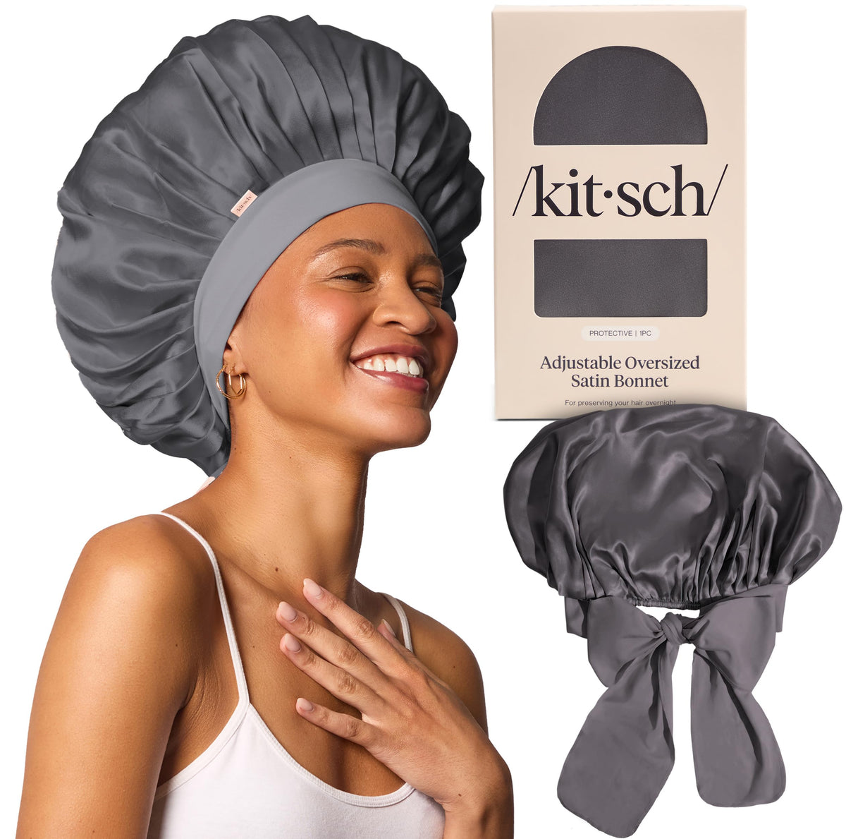Kitsch XL Satin Bonnet for Sleeping - Cherry Print