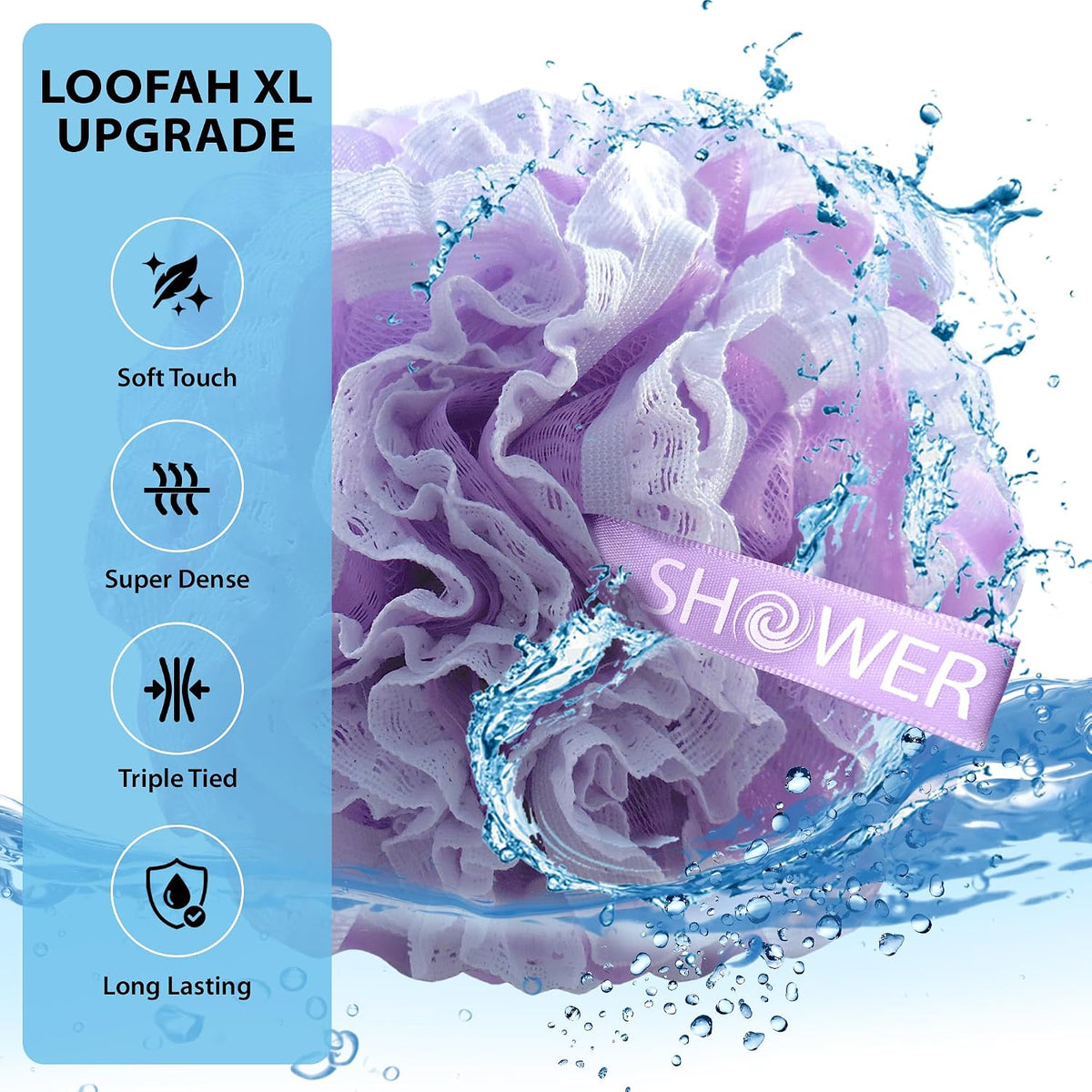 SHOWER BOUQUET Loofah-Bath-Sponge Lace-Mesh-Set // 2-Scrubs-in-1 Large 60g