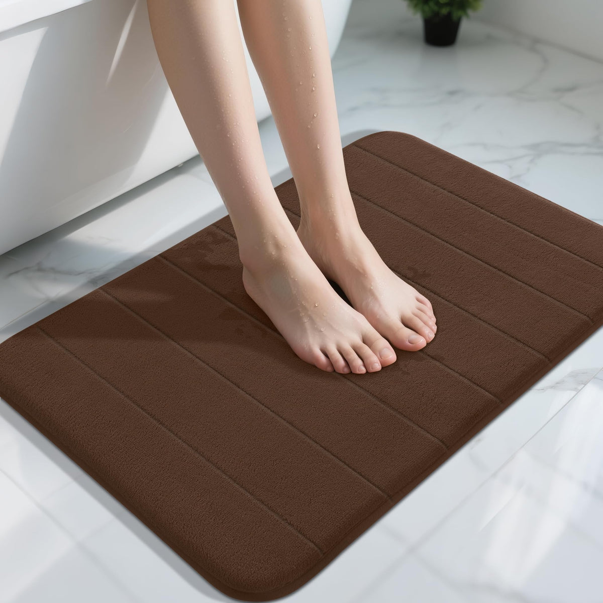Yimobra Memory Foam Bath Mat, Super Soft Absorbent Bathroom Rug Non Slip 31.5x20 Inch, Quick Dry, Machine Washable Floor Carpet for Tub Shower, Home Decor Accessories, Beige