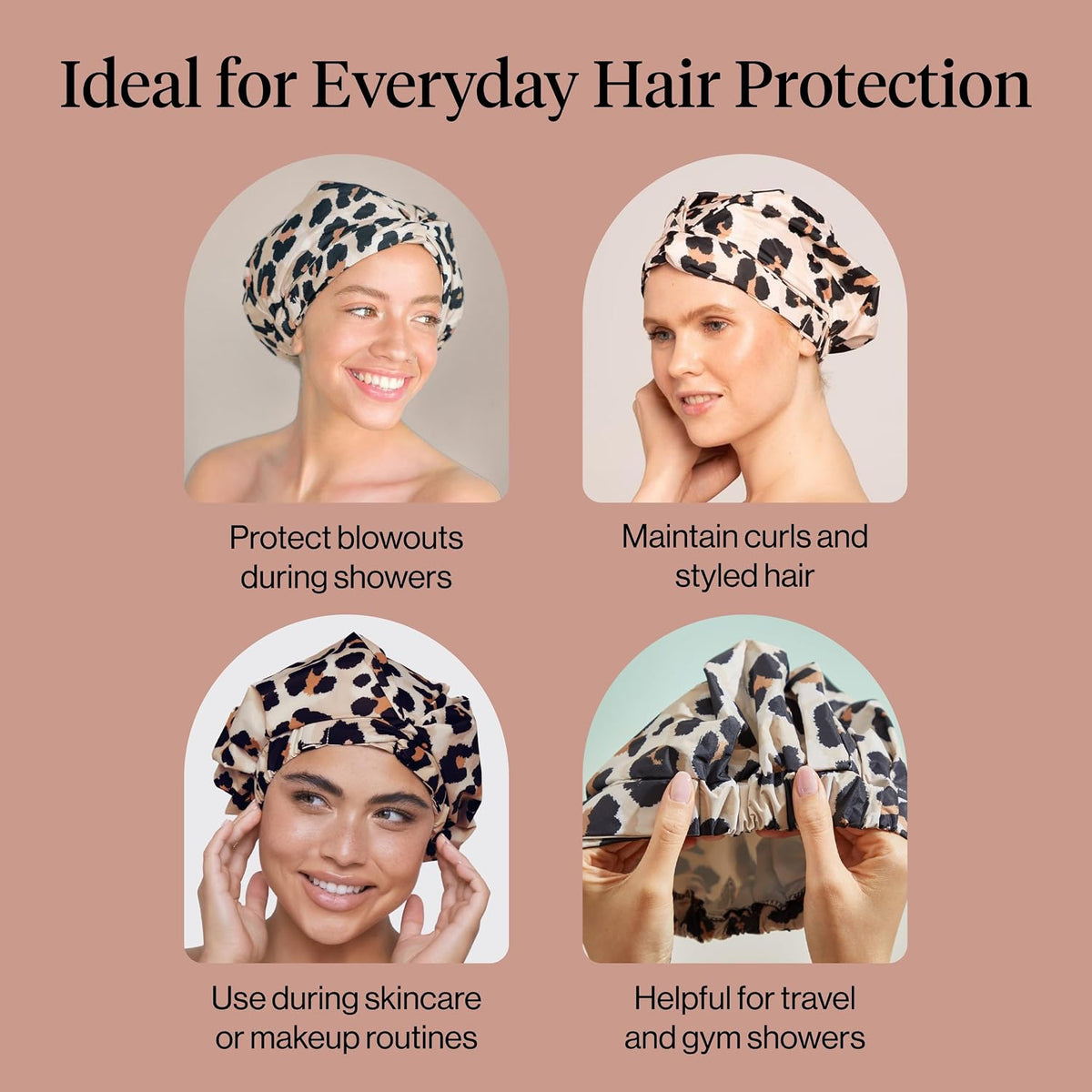 Kitsch Luxury Large Shower Cap for Women - Leopard