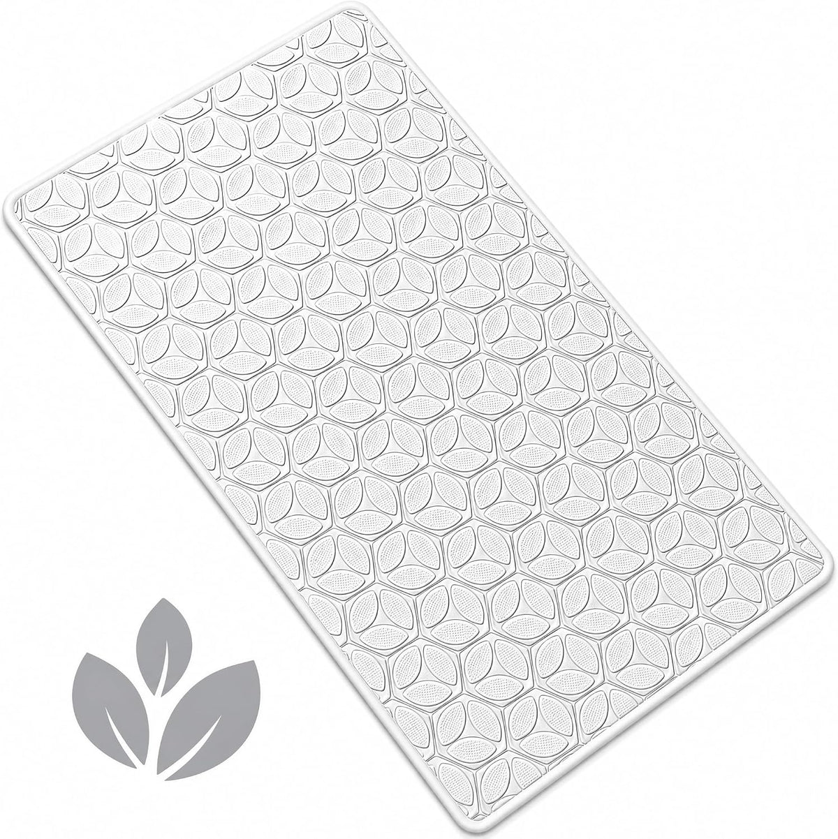 Non-Slip Rubber Bathtub Mat with Suction Cups, 16 × 28 Inch (White)