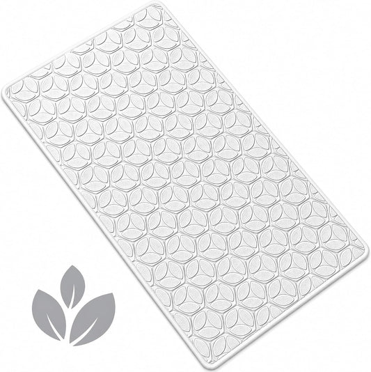 Non-Slip Rubber Bathtub Mat with Suction Cups, 16 × 28 Inch (White)