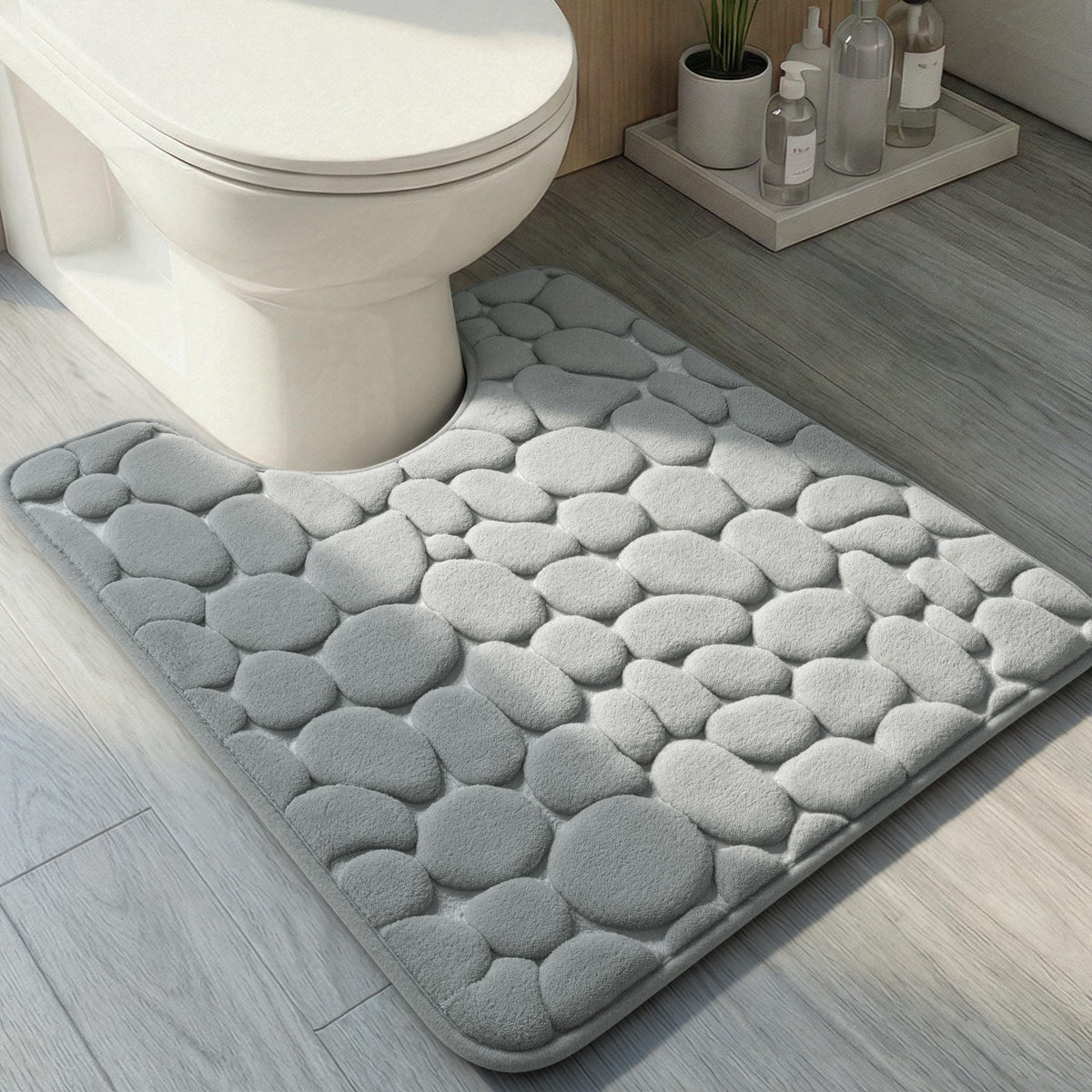 YIHOUSE Bathroom Mat Rug, Memory Foam Bath Mat, Non-Slip Bathroom Floor Mats, Cobblestone Bath Mats Absorbent Bath Rugs Washable Quick Dry (17x24,Dark Gray)