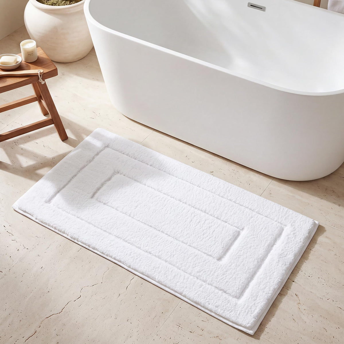 GRANNY SAYS Blue Bathroom Rug 16" x 24", Non-Slip Microfiber Bath Mat